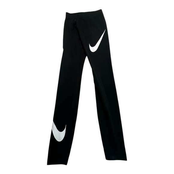 Nike Dri-FIT Athletic Pants Leggings Black White Swoosh Logo Women's Size Small - Picture 1 of 9